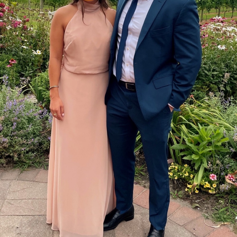 Gently worn Jenny Yoo Brett bridesmaid dress in the color desert rose.